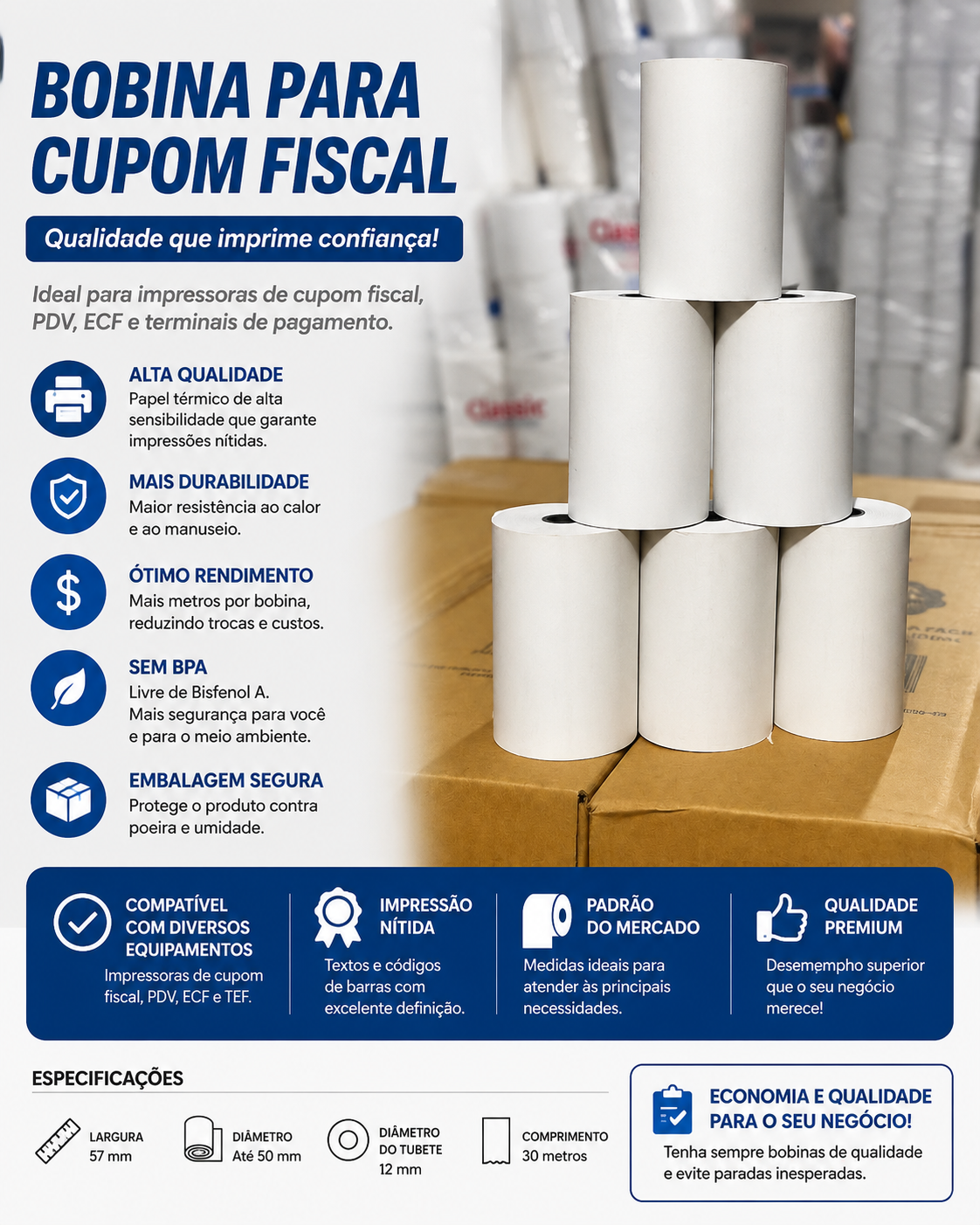 Bobina para cupom fiscal