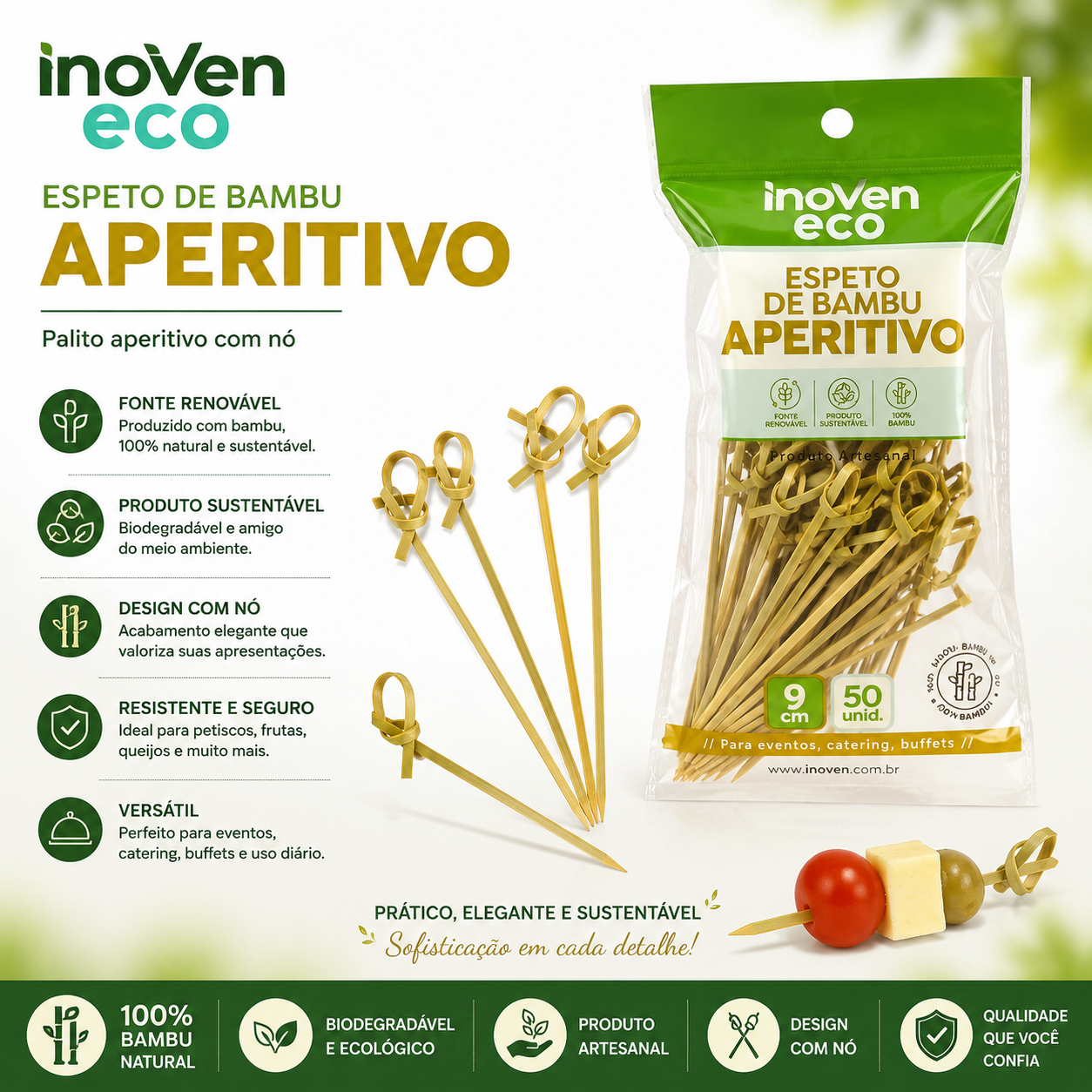 Espeto de bambu aperitivo