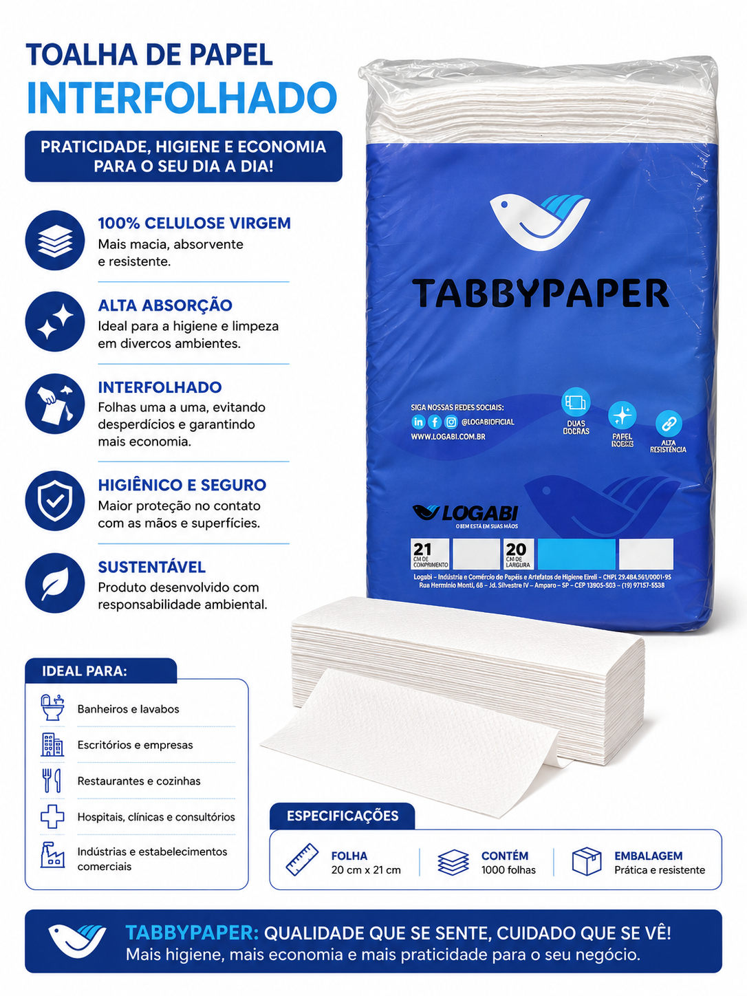 Papel toalha interfolhado